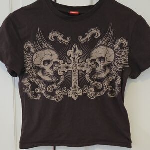 EUC Brown Graphic Crop T-Shirt
